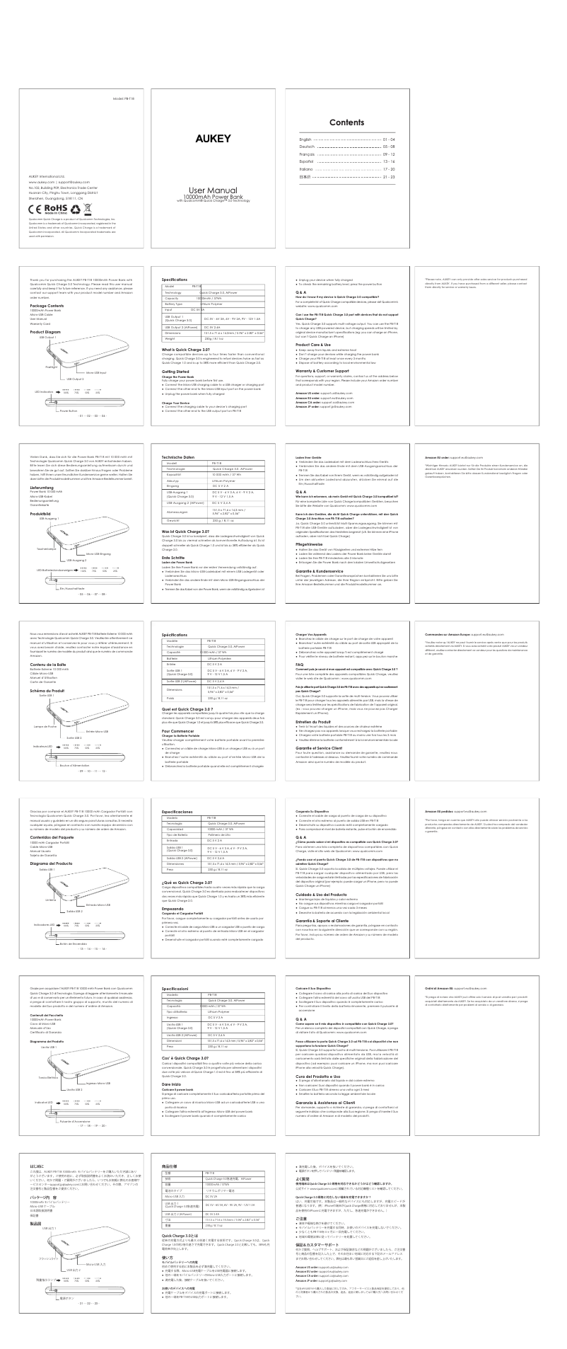 Página 1 del manual Manual de usuario Aukey PB-T18