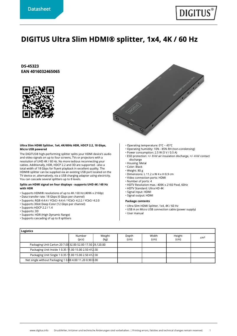 Imagen de la primera página del manual del dispositivo DS-45323