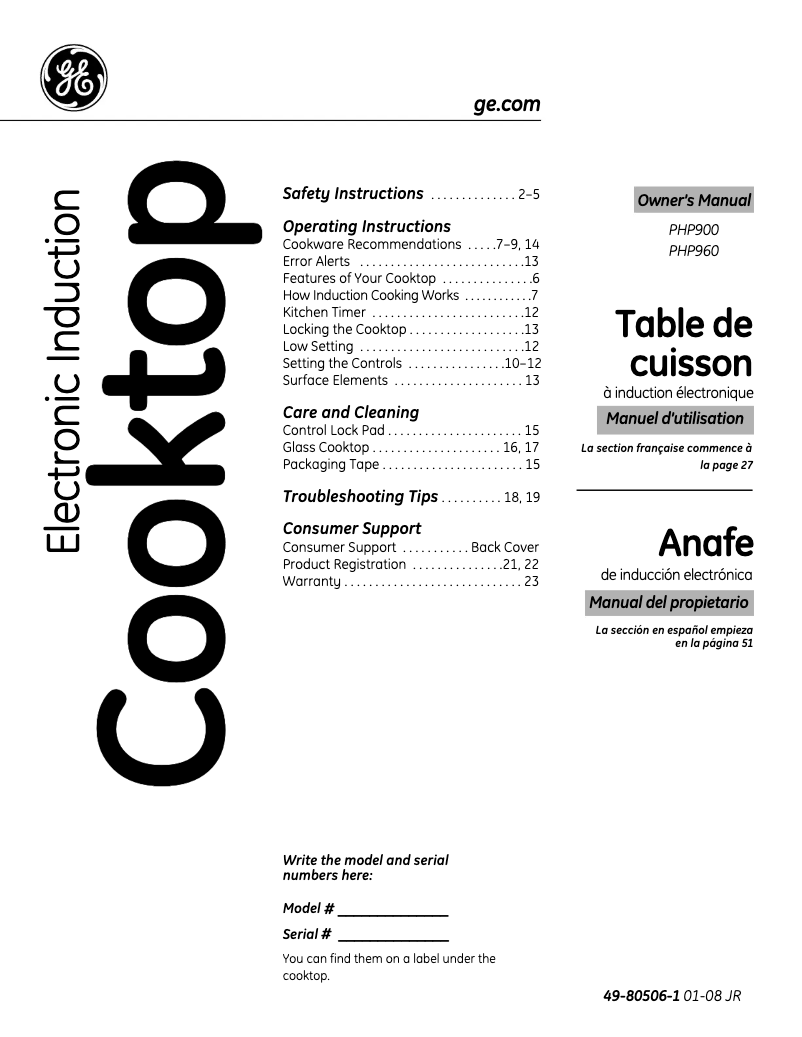 Imagen de la primera página del manual del dispositivo Profile PHP900DMBB