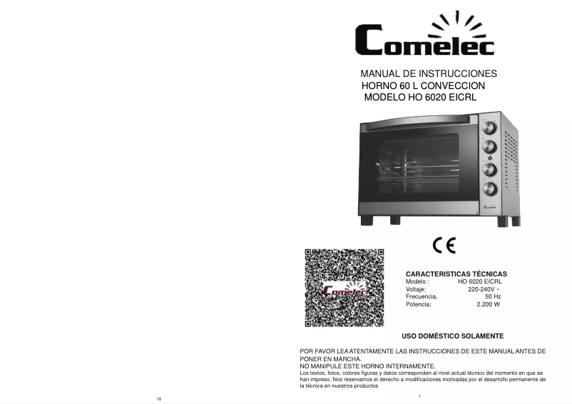 Página 1 del manual Manual de usuario Comelec HO 6020 EICRL