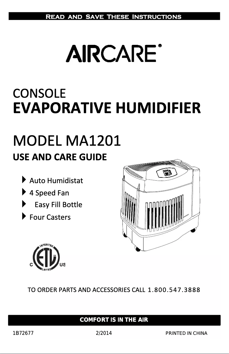 Página 1 del manual Manual de usuario AirCare MA1201