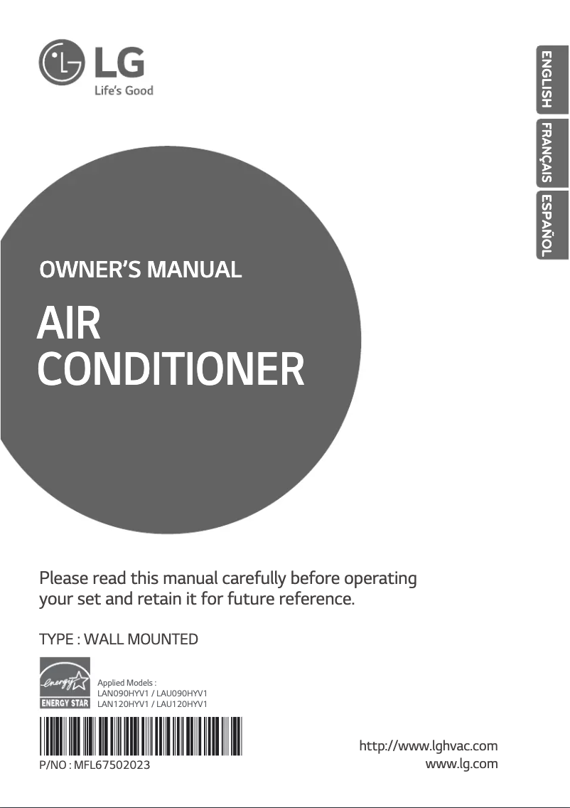 Página 1 del manual Manual de usuario LG LAU120HYV1