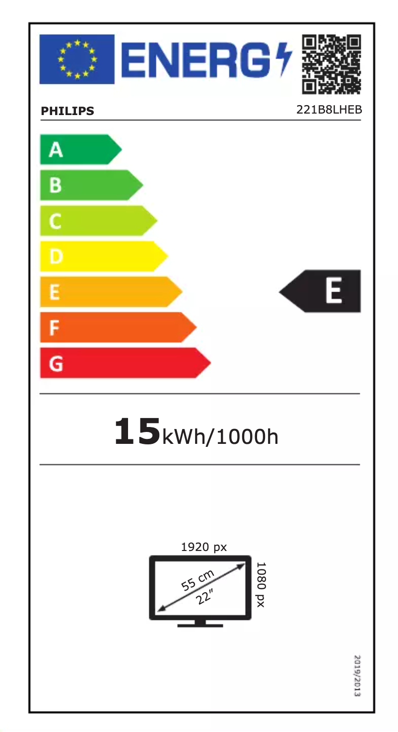 Página 1 del manual Etiqueta energética Philips B Line 221B8LHEB