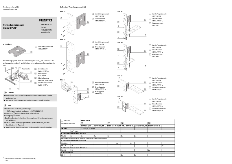 Página 1 del manual Manual de usuario Festo HMVV-RP/FP