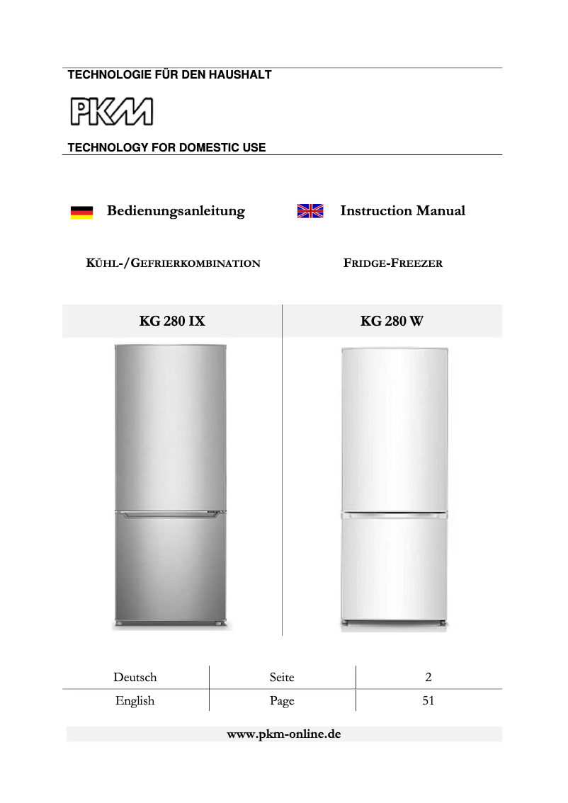 Página 1 del manual Manual de usuario PKM KG280W