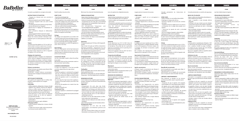 Página nº 1 - Manual de usuario BaByliss Travel Dry 5344E