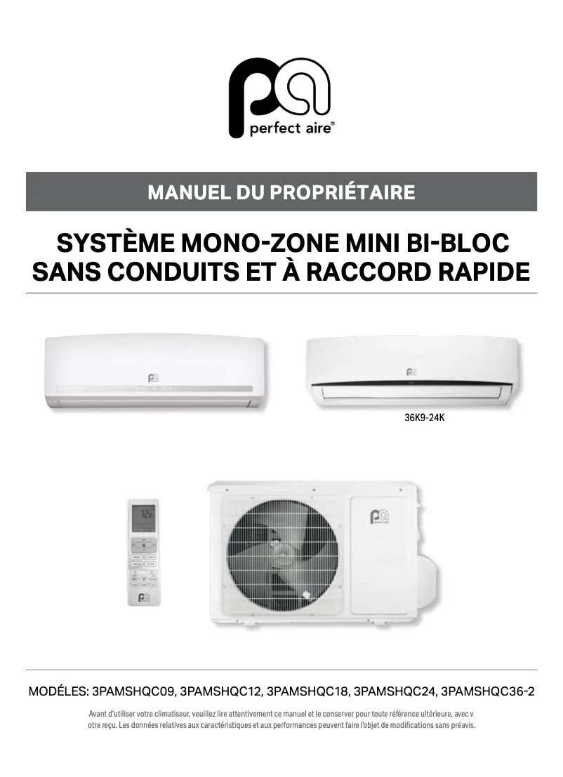 Página 1 del manual Manual de usuario Perfect Aire 3PAMSHQC18