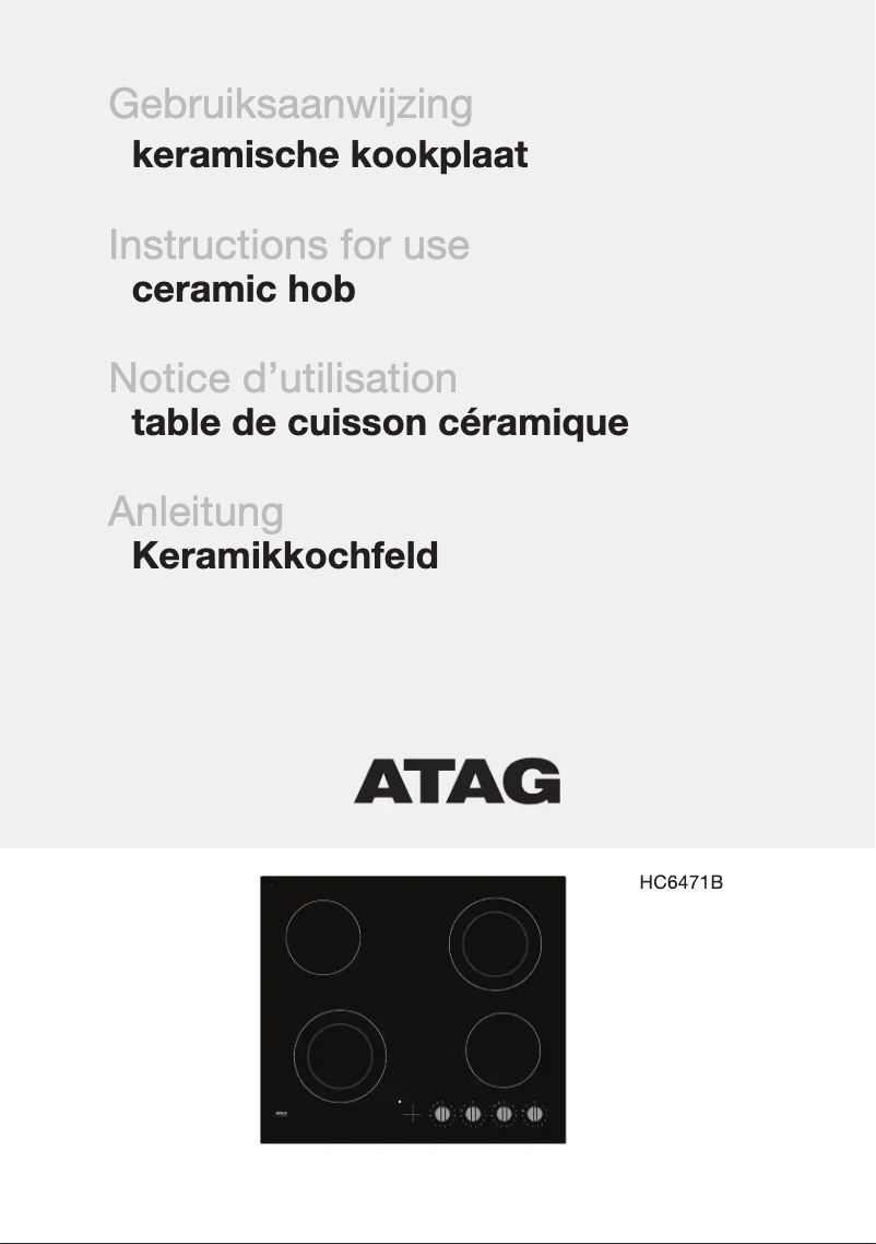 Página 1 del manual Manual de instrucciones Atag HC6471B