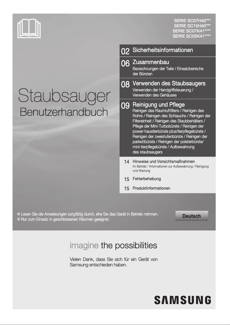 Página 1 del manual Manual de usuario Samsung VC07K41F0VR