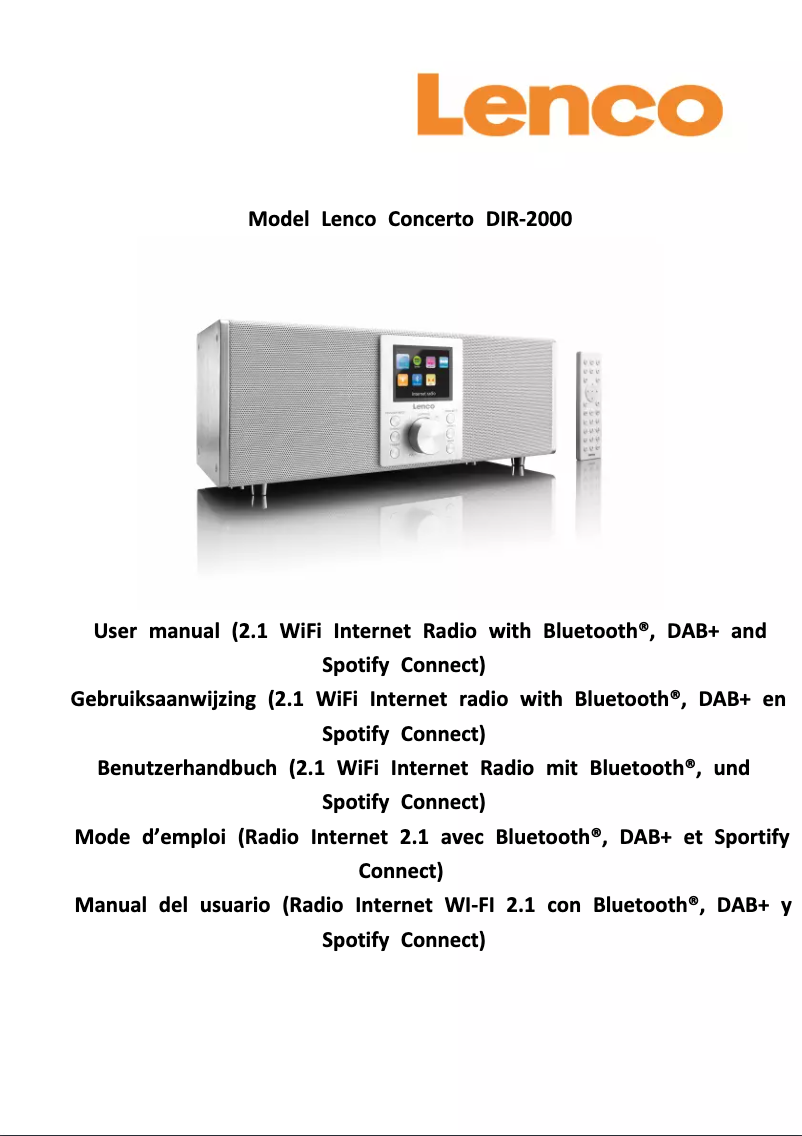 Página nº 1 - Manual de usuario Lenco Concerto DIR-2000
