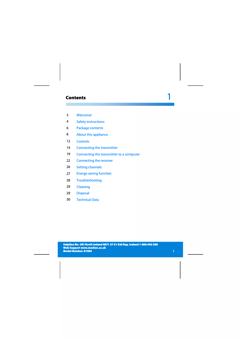 Imagen de la primera página del manual del dispositivo LIFE P75001 (MD 81883)
