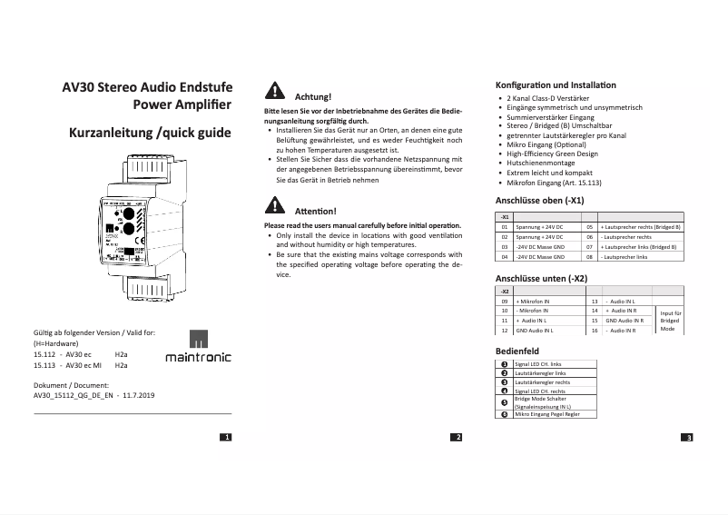 Imagen de la primera página del manual del dispositivo AV30