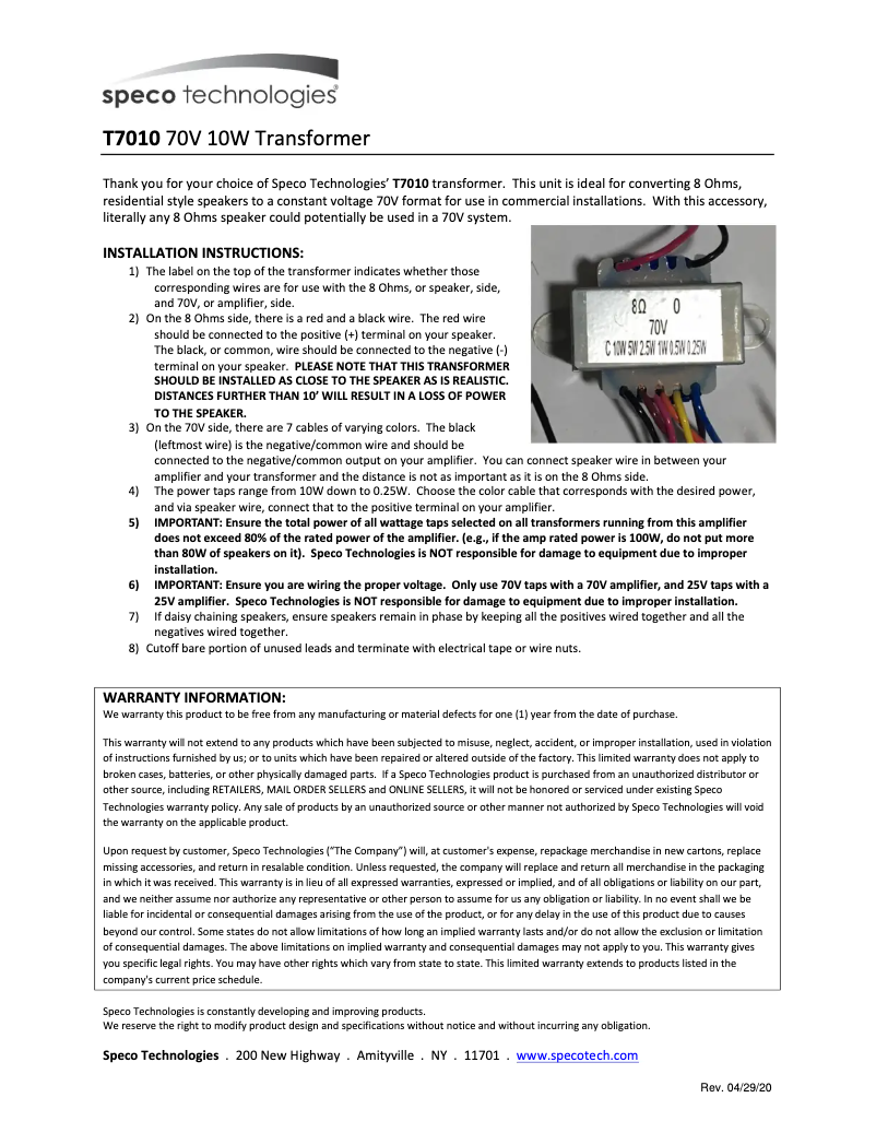 Imagen de la primera página del manual del dispositivo T7010