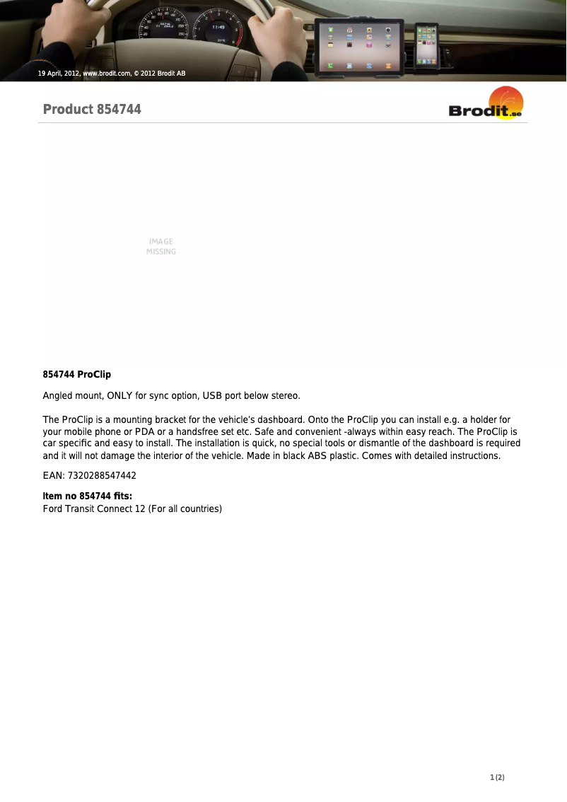 Imagen de la primera página del manual del dispositivo ProClip 854744