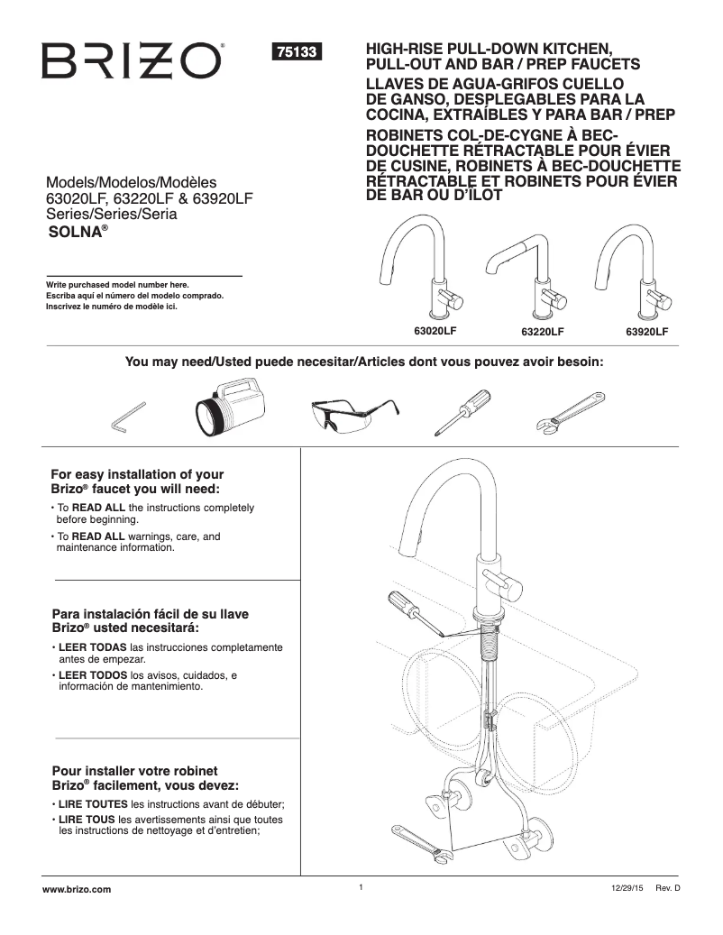 Imagen de la primera página del manual del dispositivo Solna