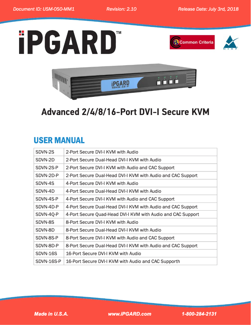 Página nº 1 - Manual de usuario iPGARD SDVN-2D-P
