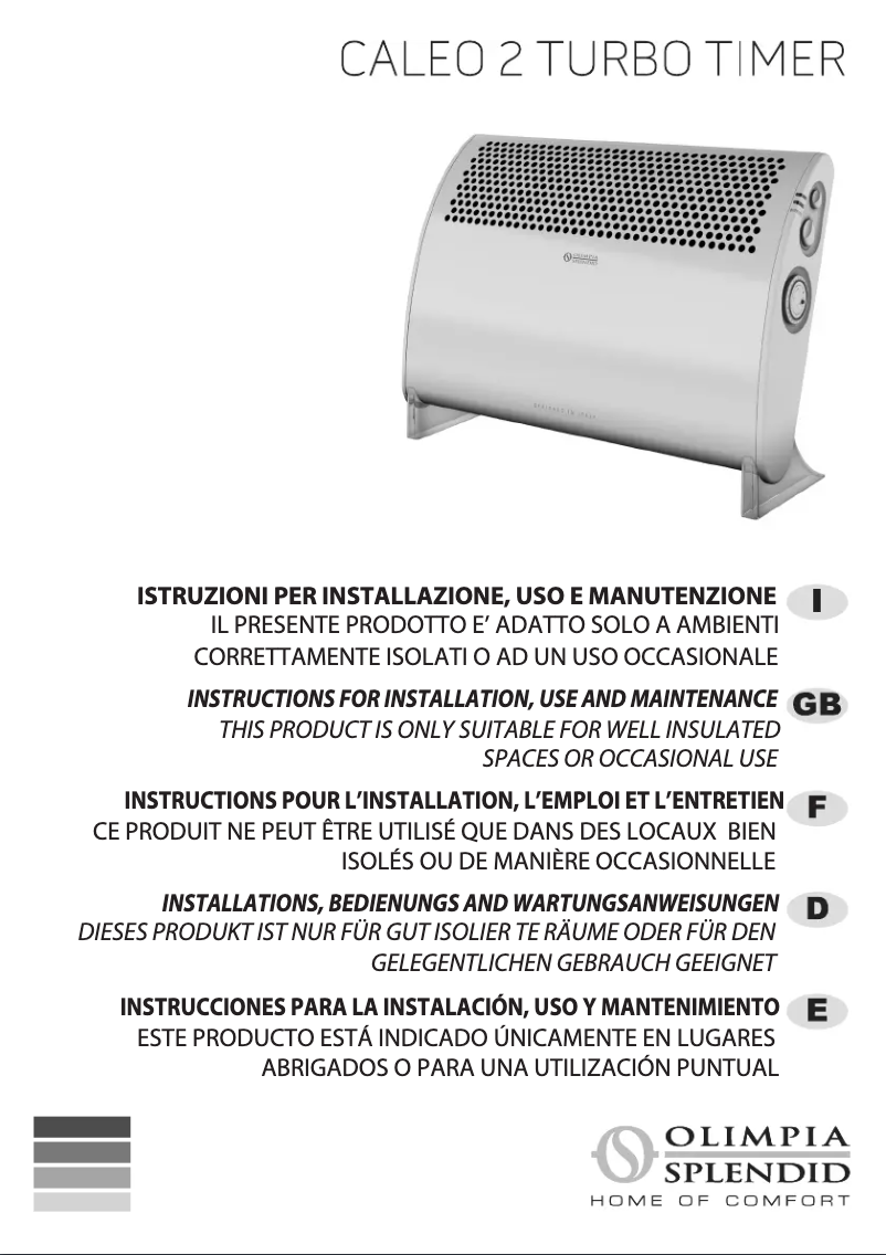 Página 1 del manual Manual de usuario Olimpia Splendid Caleo TT