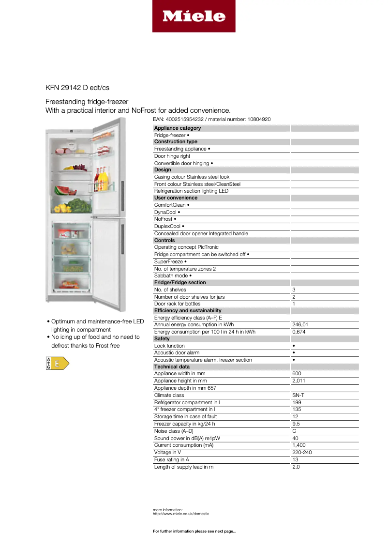 Imagen de la primera página del manual del dispositivo KFN 29142 D