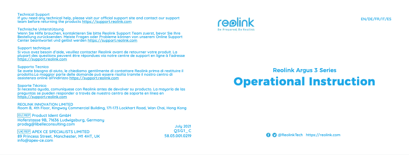 Imagen de la primera página del manual del dispositivo Argus 3