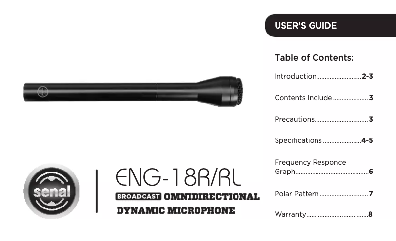 Imagen de la primera página del manual del dispositivo ENG-18RL