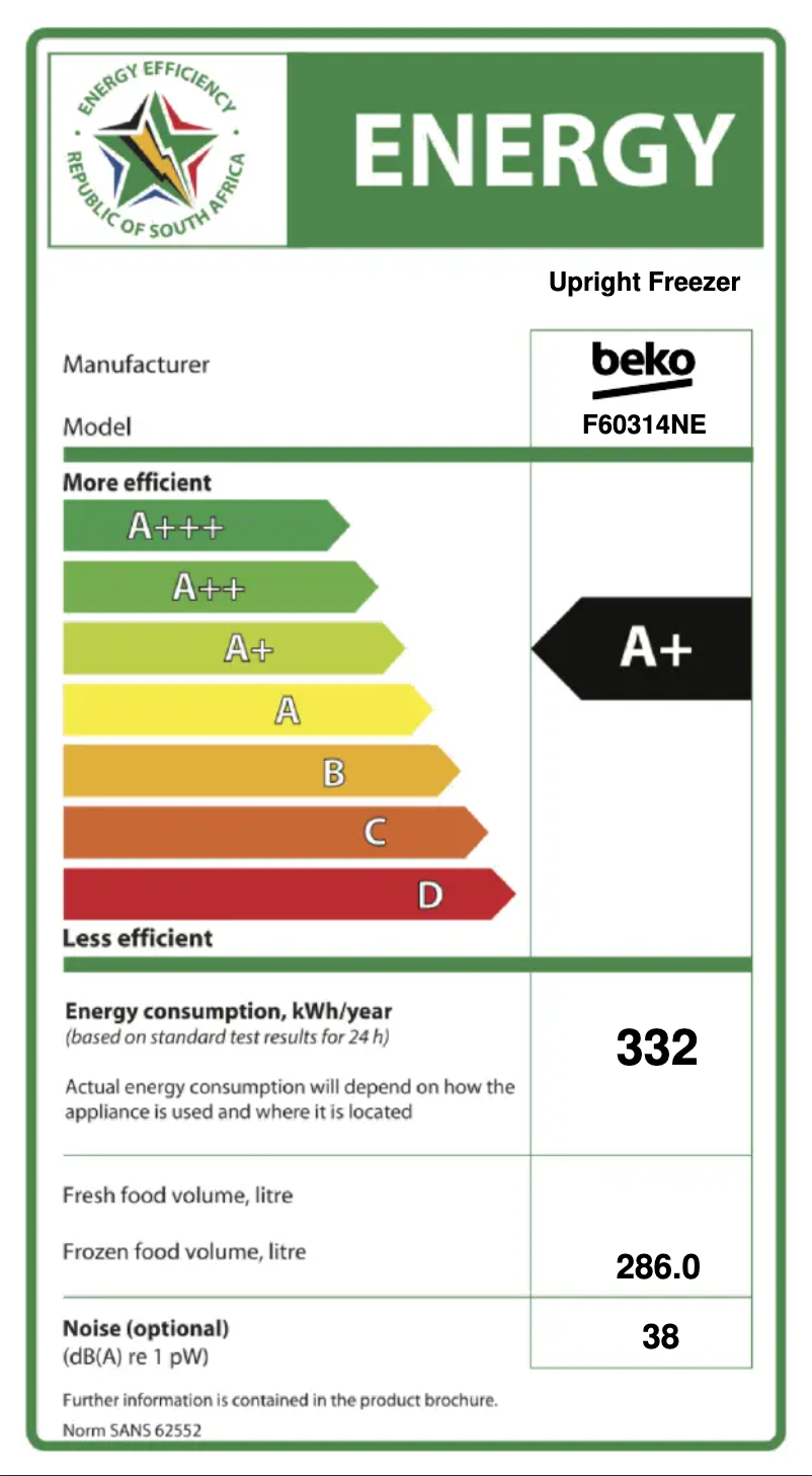 Página 1 del manual Etiqueta energética Beko RFNE451XB
