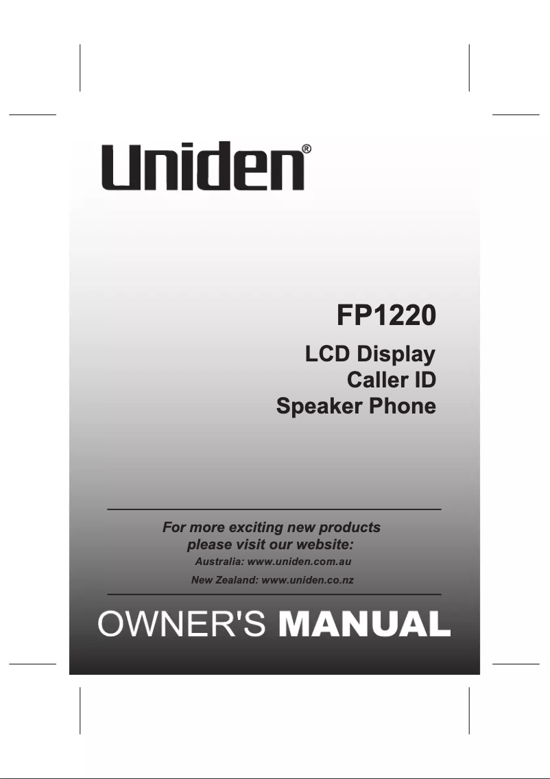 Página 1 del manual Manual de usuario Uniden FP 1220