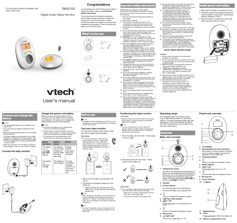 Página 1 del manual Manual de usuario Vtech BM2150