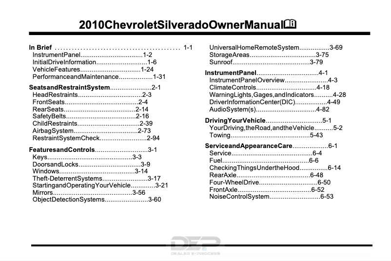 Página 1 del manual Manual de usuario Chevrolet Silverado 1500 Hybrid (2010)