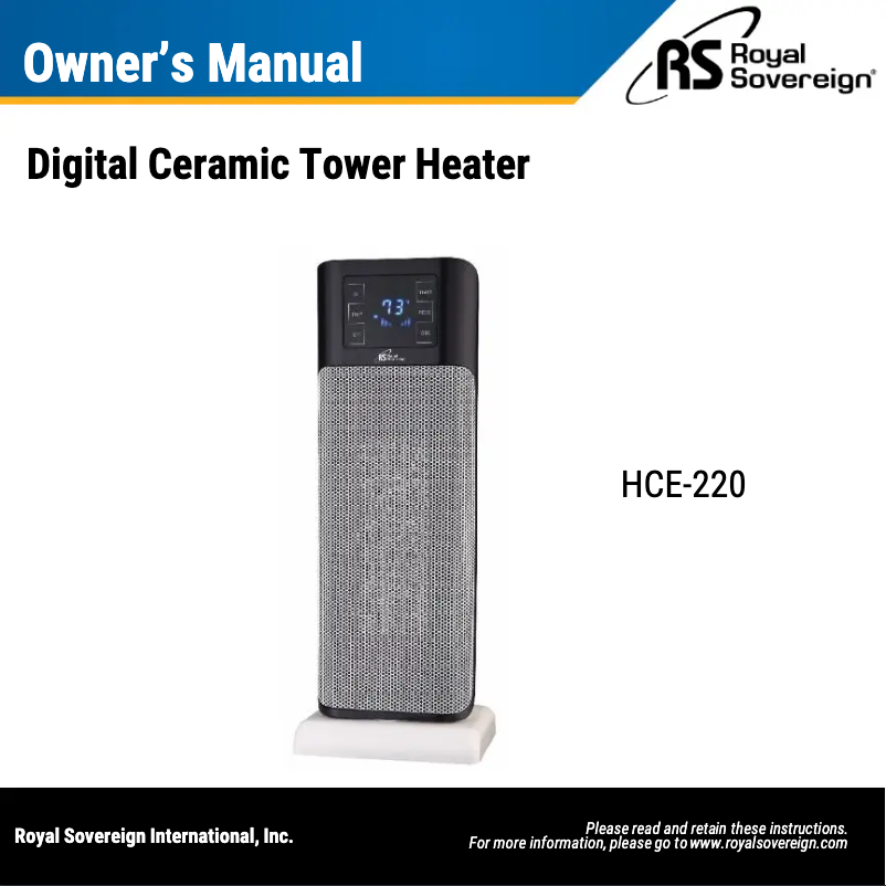 Página 1 del manual Manual de usuario Royal Sovereign HCE-220