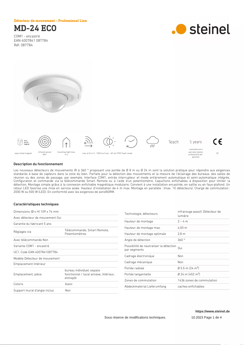 Imagen de la primera página del manual del dispositivo MD-24 ECO COM1