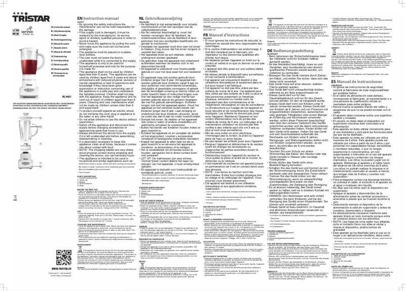 Página 1 del manual Manual de usuario TriStar BL-4431