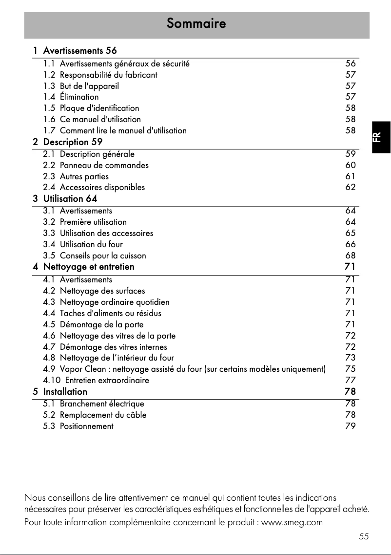 Página nº 1 - Manual de usuario Smeg SF465X