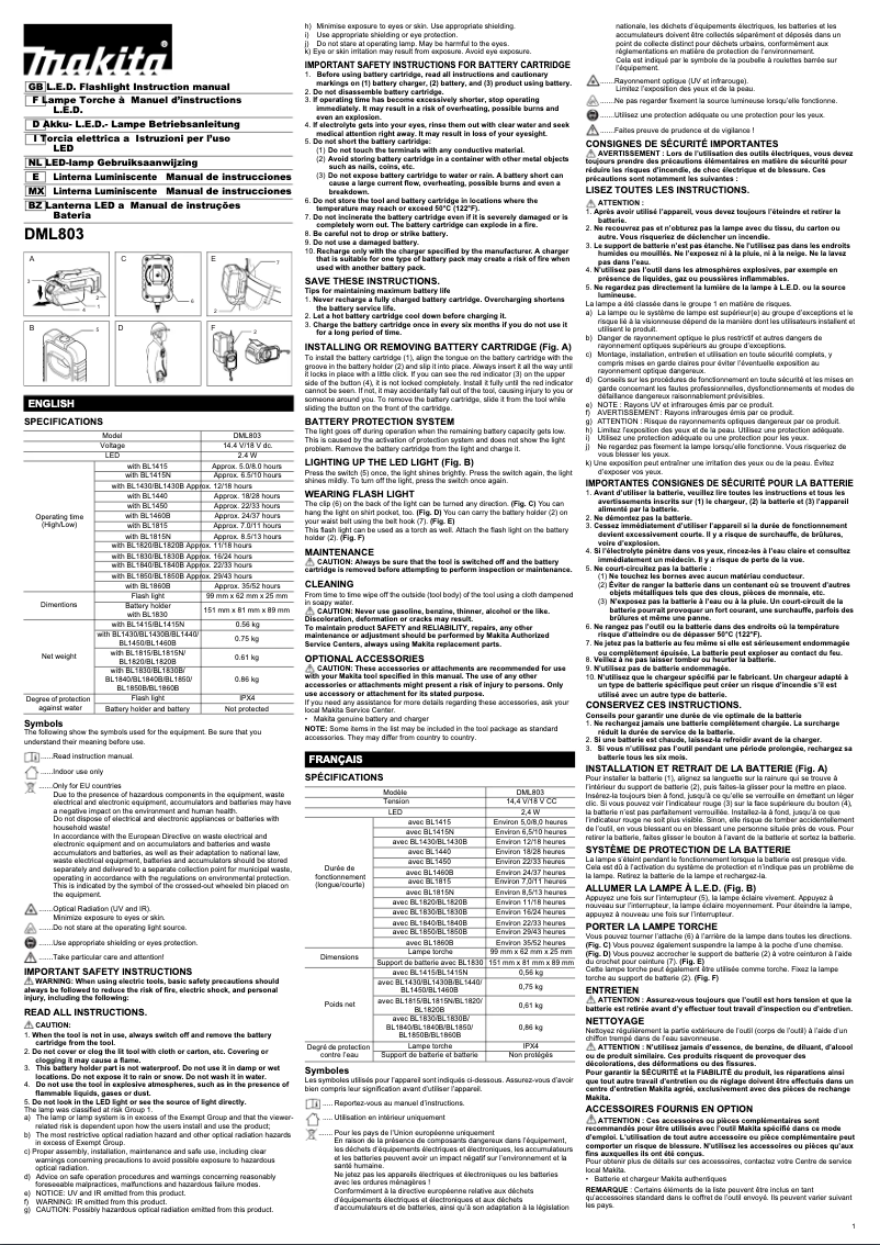 Imagen de la primera página del manual del dispositivo DML803