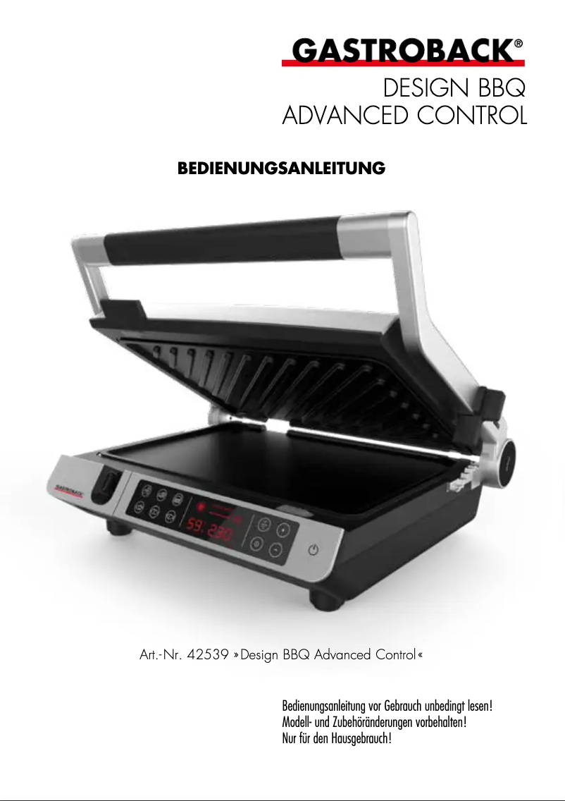 Página nº 1 - Manual de usuario Gastroback Design BBQ Advanced Control 42539