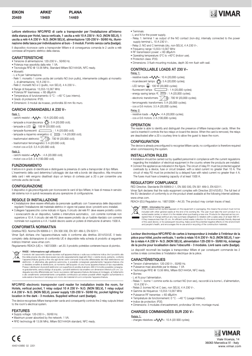 Página nº 1 - Manual de usuario Vimar 19469