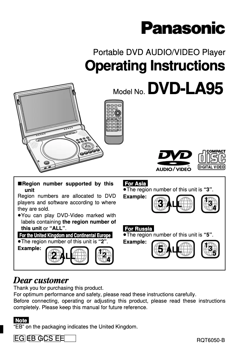 Página 1 del manual Manual de usuario Panasonic DVD-LA95
