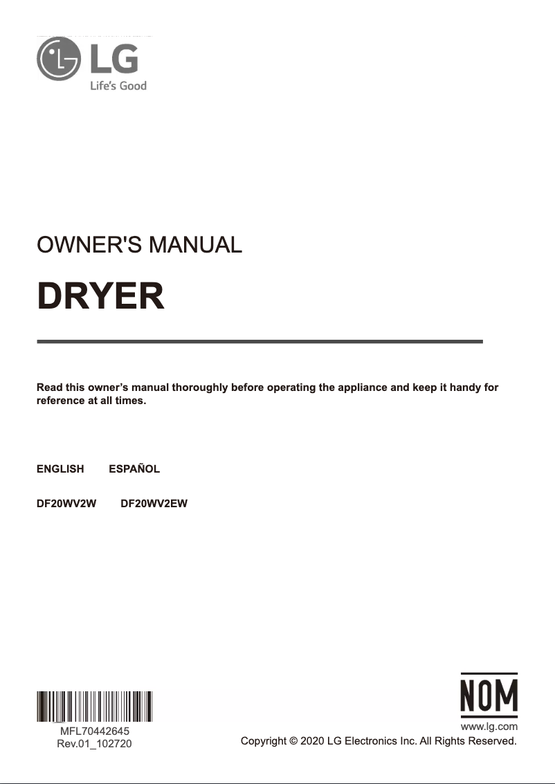 Imagen de la primera página del manual del dispositivo DF20WV2EW