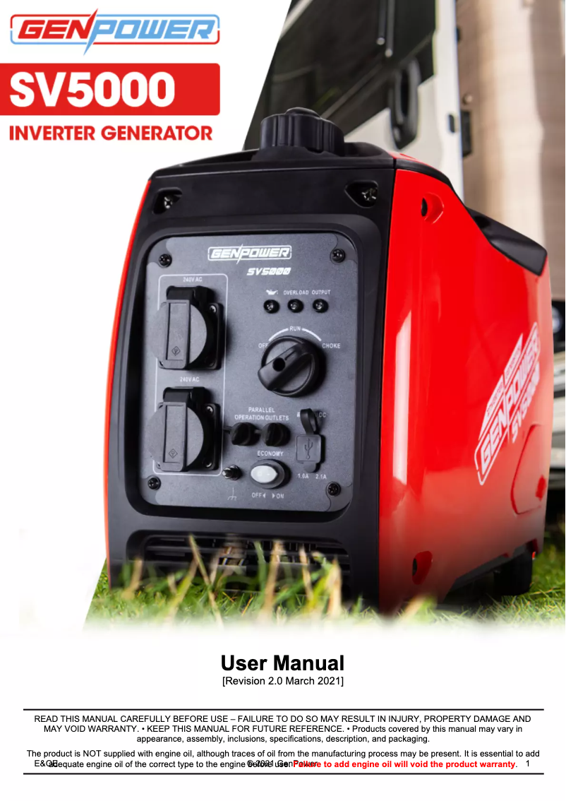 Imagen de la primera página del manual del dispositivo SV5000