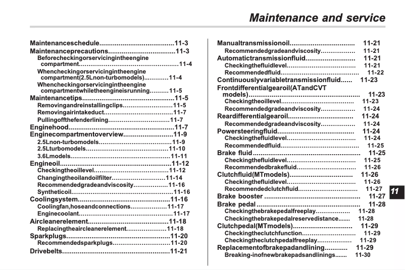 Página 1 del manual Manual de uso y mantenimiento Subaru Legacy (2012)
