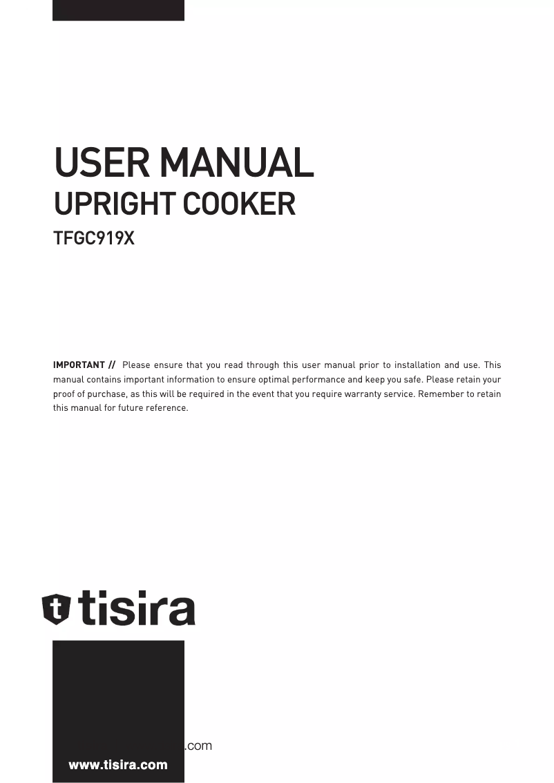 Página 1 del manual Manual de instrucciones Tisira TFGC919X