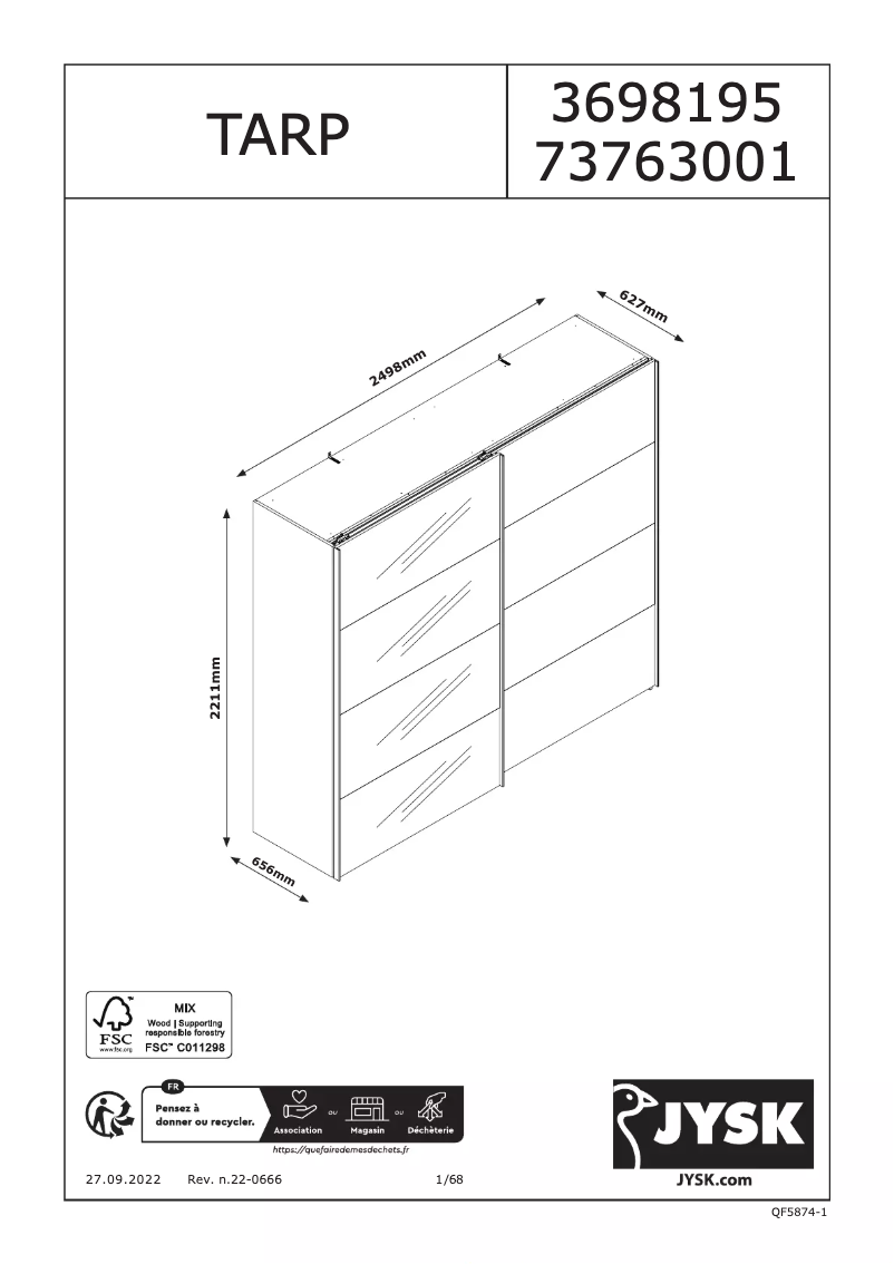 Página 1 del manual Manual de usuario JYSK TARP 250x221