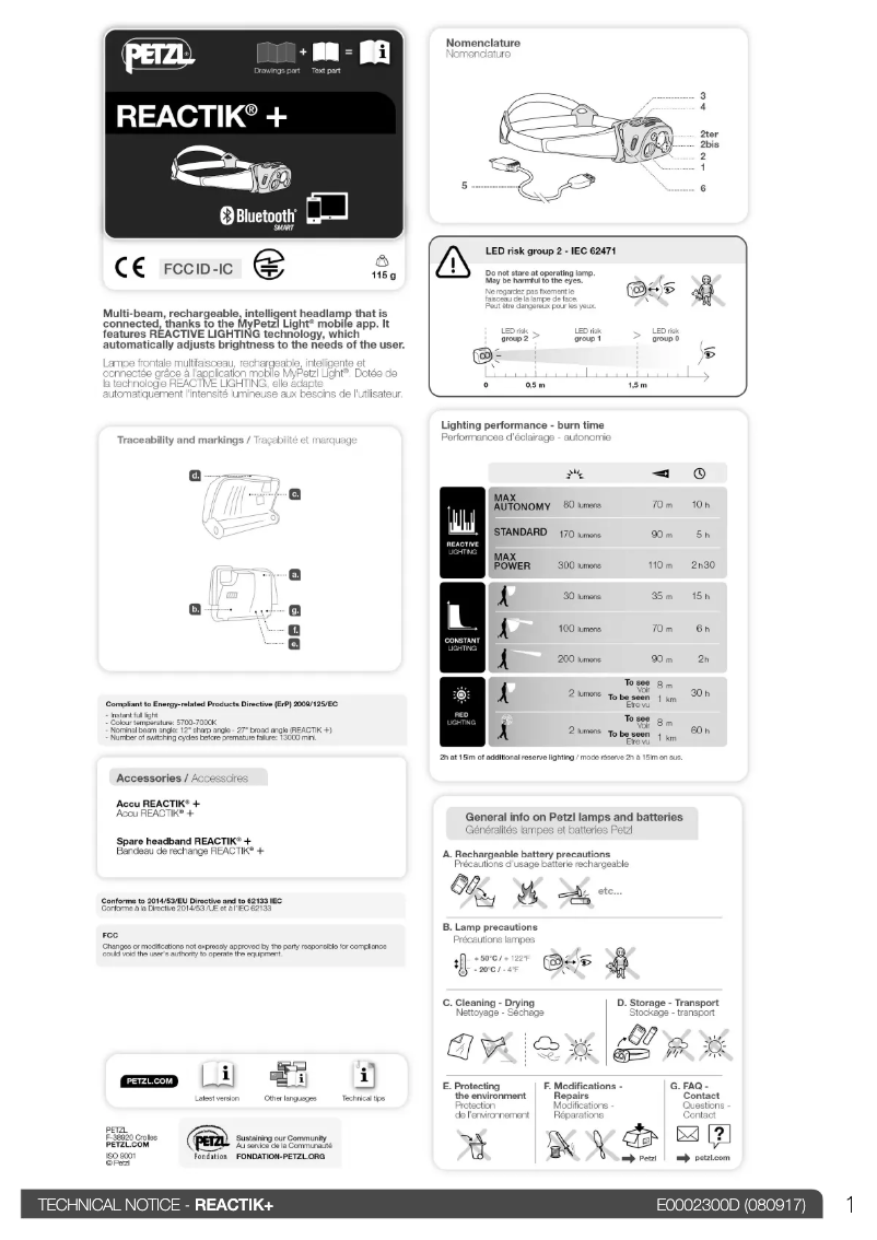 Imagen de la primera página del manual del dispositivo Reactik+ 300