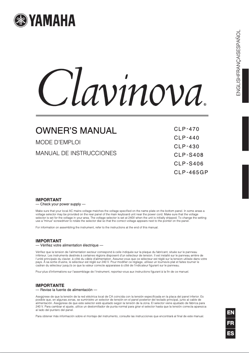 Página 1 del manual Manual de usuario Yamaha Clavinova CLP-440PE