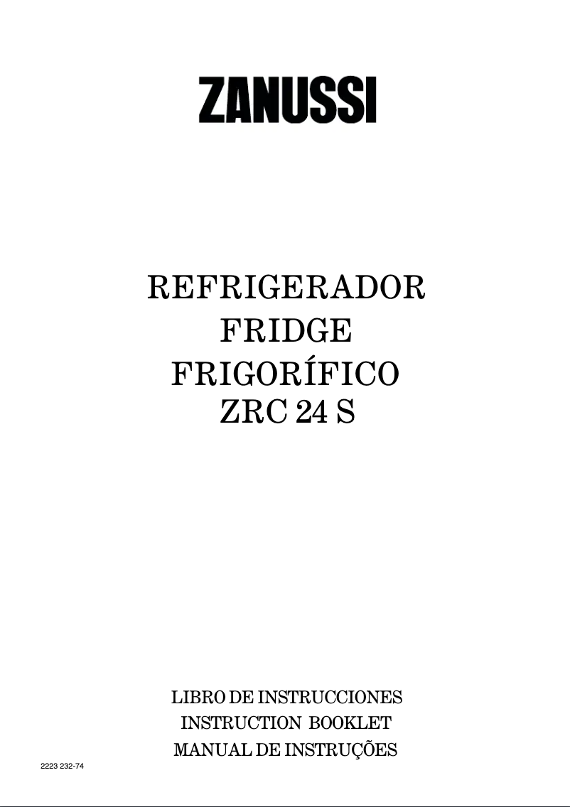 Página 1 del manual Manual de usuario Zanussi ZRC24S8