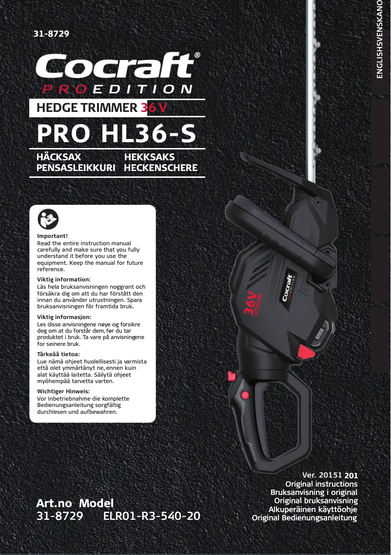 Página nº 1 - Manual de usuario Cocraft PRO HL36-S