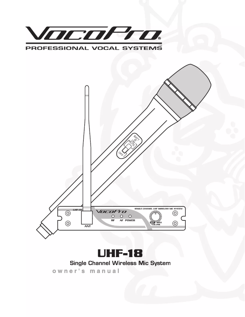 Imagen de la primera página del manual del dispositivo UHF-18