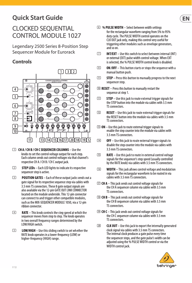 Imagen de la primera página del manual del dispositivo Clocked Sequential Control Module 1027
