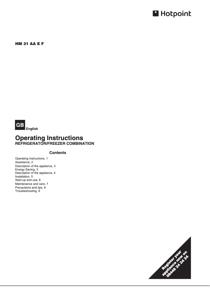 Imagen de la primera página del manual del dispositivo HM31AAEF