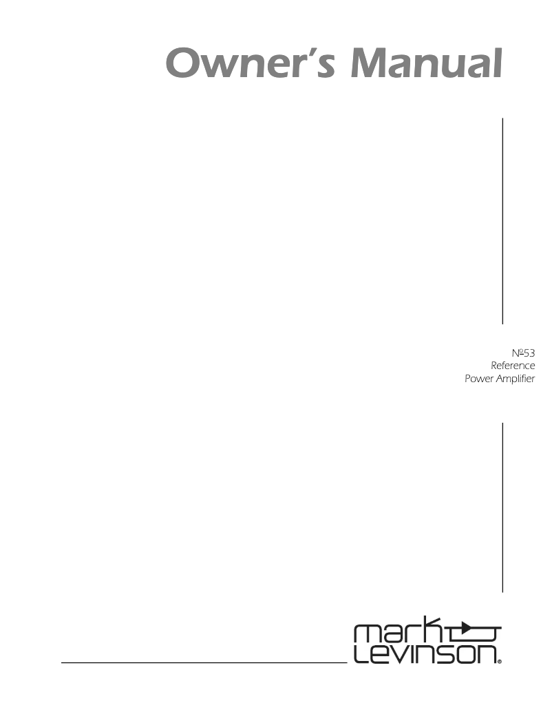 Página 1 del manual Manual de instrucciones Mark Levinson No53