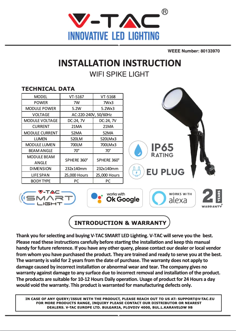 Imagen de la primera página del manual del dispositivo VT-5167